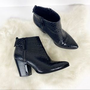 Vince Camuto Black Snake Croc Skin Amori Bootie